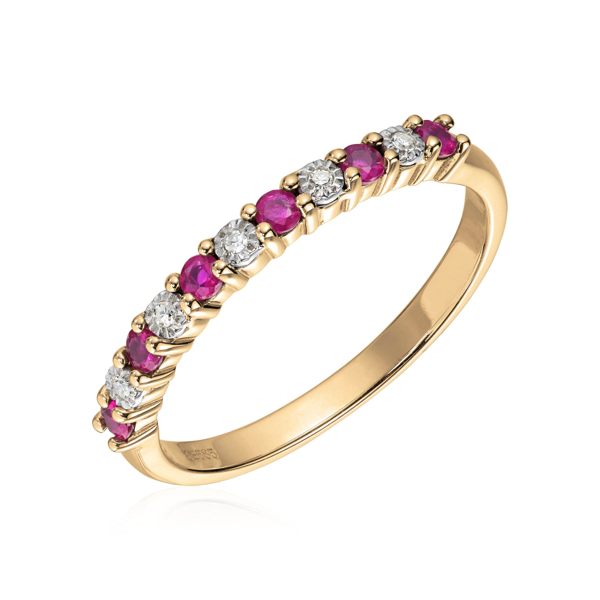 Carmen ring i 585 gult gull med diamant og rubin