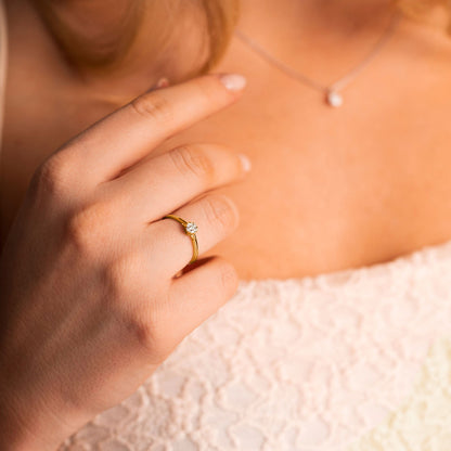 Ring i 14 karat gult gull med diamanter 0,10 ct WP, bilde 3 av 3