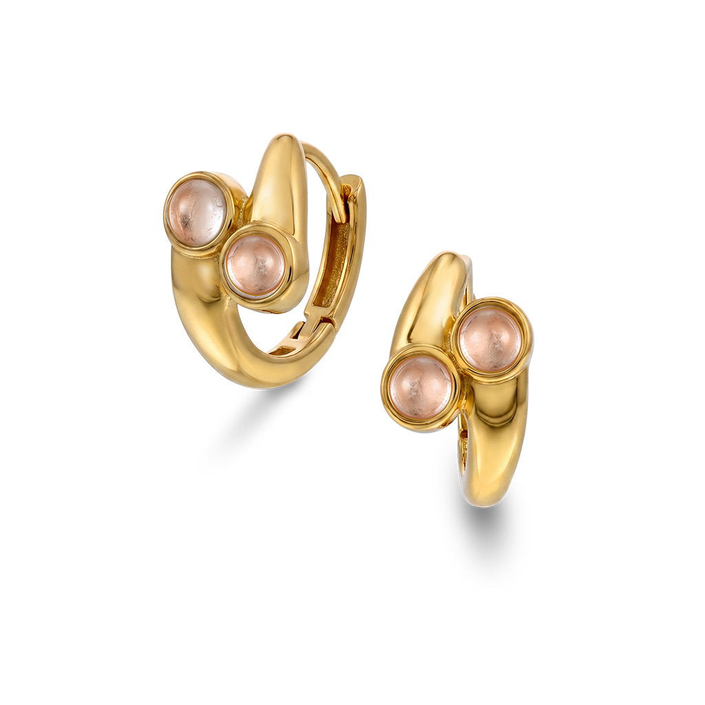 Serenity øredobber i forgylt 925 sølv med rosenkvarts, Aura hoops, bilde 1 av 4