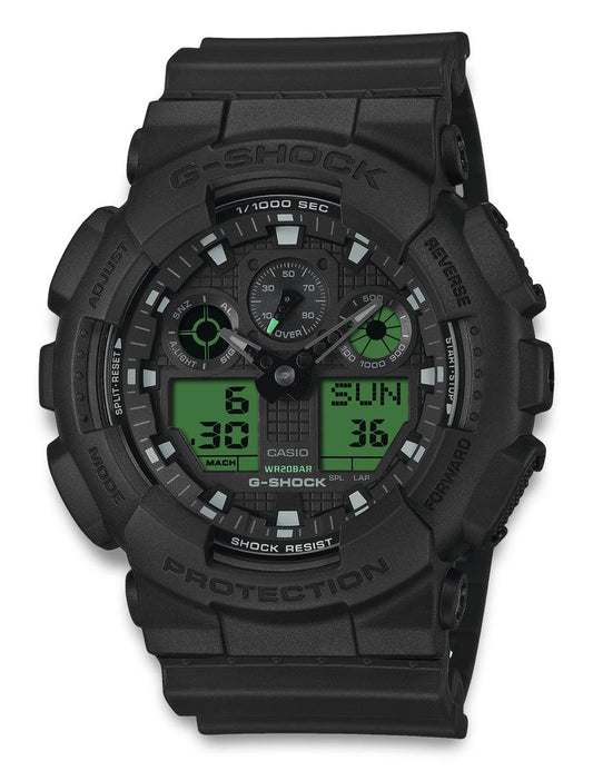 Casio G-Shock GA-100BEG-1AER herreklokke i resin - Ana-digi