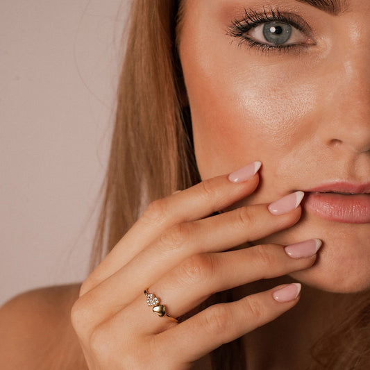 Twinkle hearts ring i forgylt sølv med zirkonia, bilde 2 av 3