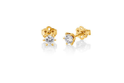 Svolder øredobber i 585 gull med diamant, 6 klør, bilde 1 av 3