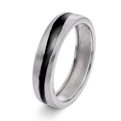 Ring i 925 sølv med sort emalje, 5 mm bred, bilde 1 av 7