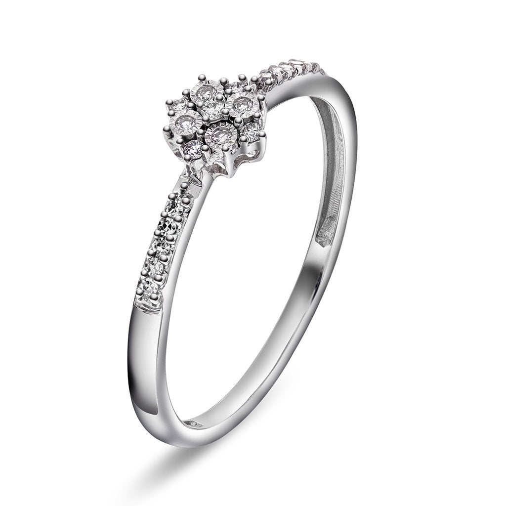 Ring i 14 karat hvitt gull med diamant 0,07 ct WP, bilde 1 av 3