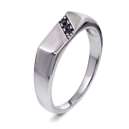 Ring i 925 sølv med sort zirkonia, 5 mm høy, bilde 1 av 5