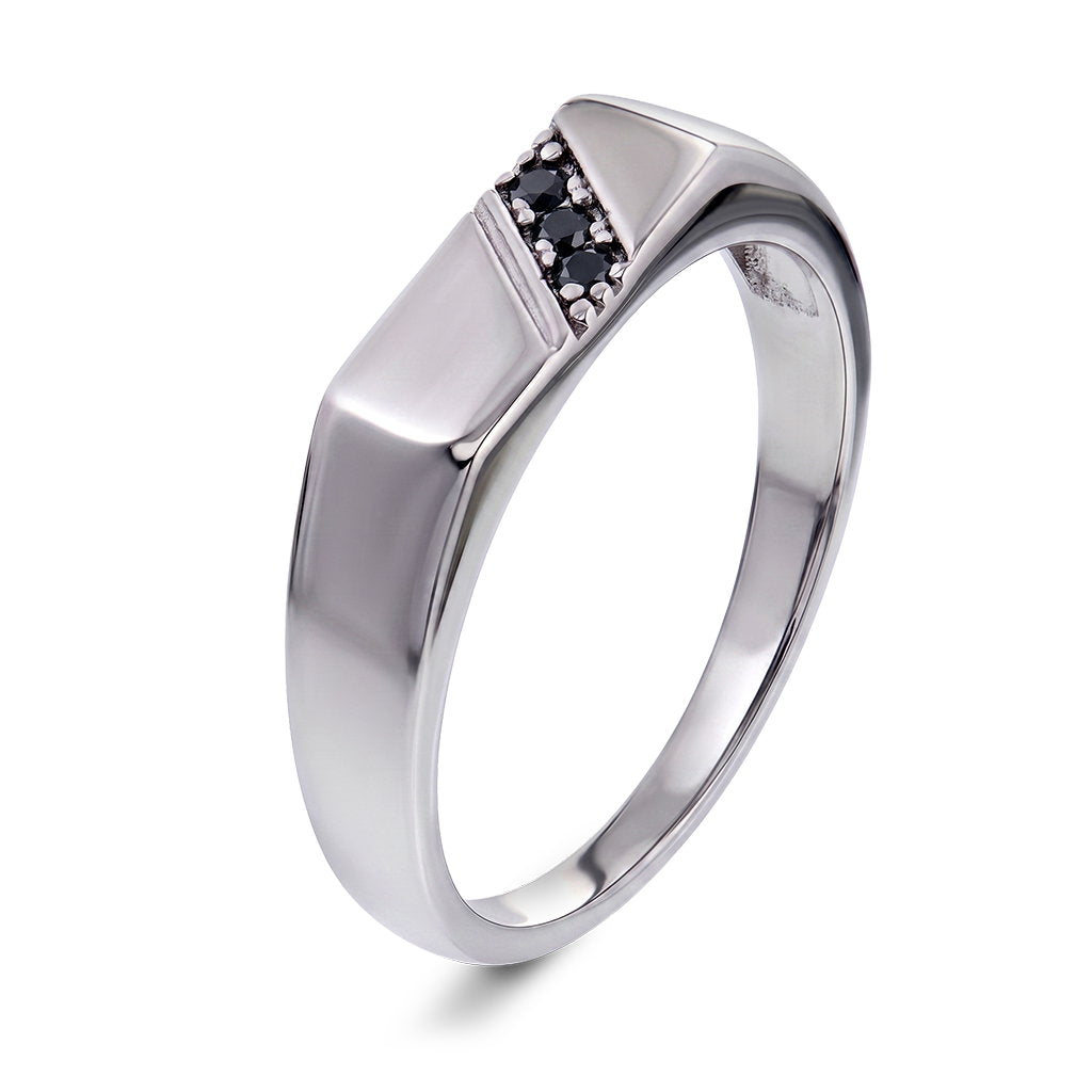 Ring i 925 sølv med sort zirkonia, 2 mm bred, 5 mm høy, bilde 1 av 5