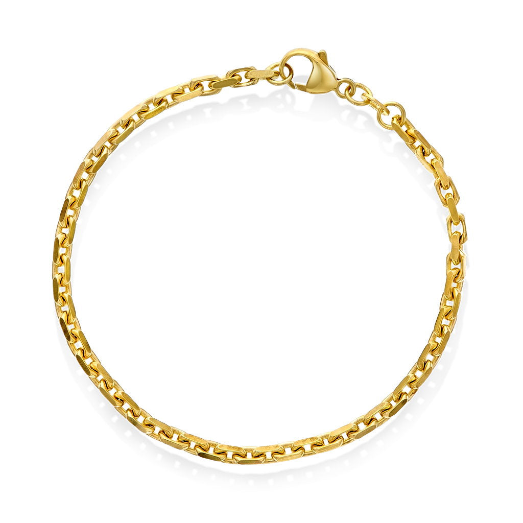 Anker armbånd i messing 3 mm, 20 cm