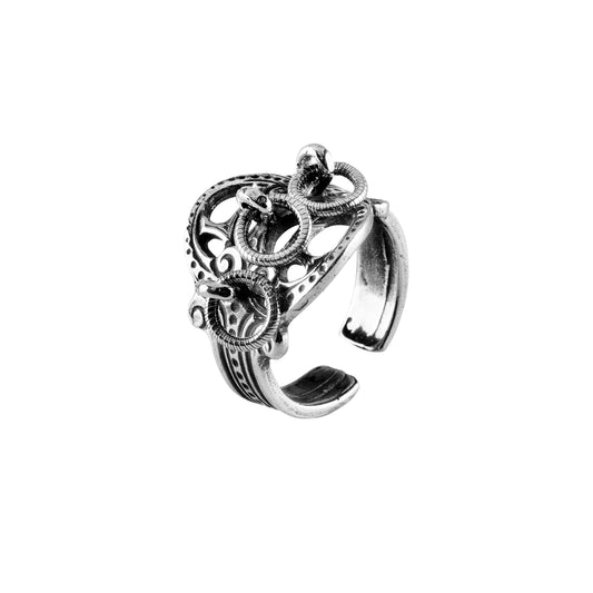 Romerikssølv ring i oksidert sølv, 18 mm bred