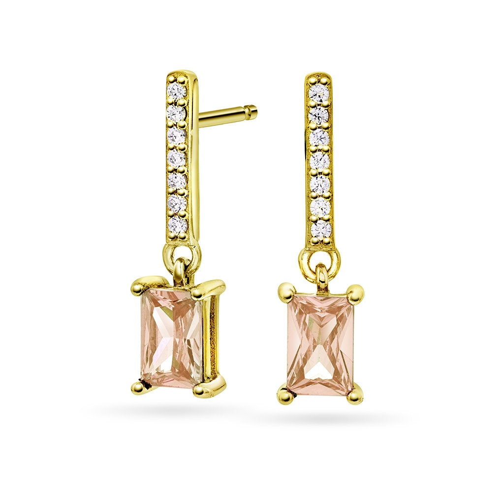 Øredobber i forgylt sølv med zirkonia, champagne, 20 mm