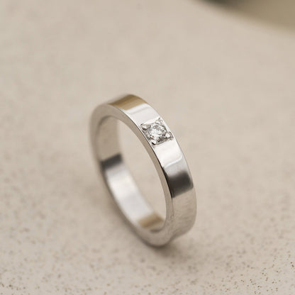 Delta alliansering til dame i 585 hvitt gull med diamant 0,10 ct TW/SI, 4 mm, str. 48-62, bilde 5
