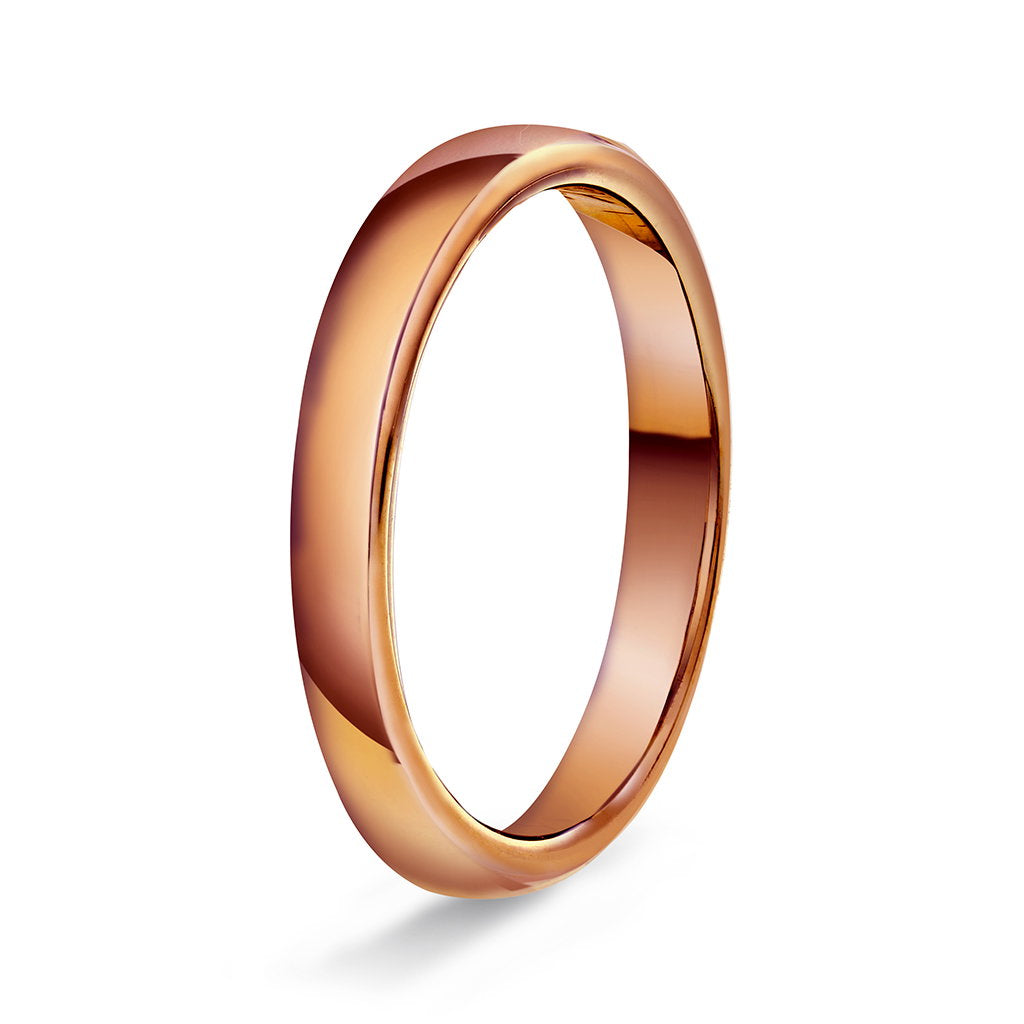 Ring i 14 karat rosé gull med innvendig hvelvet/flat form, bilde 1 av 6