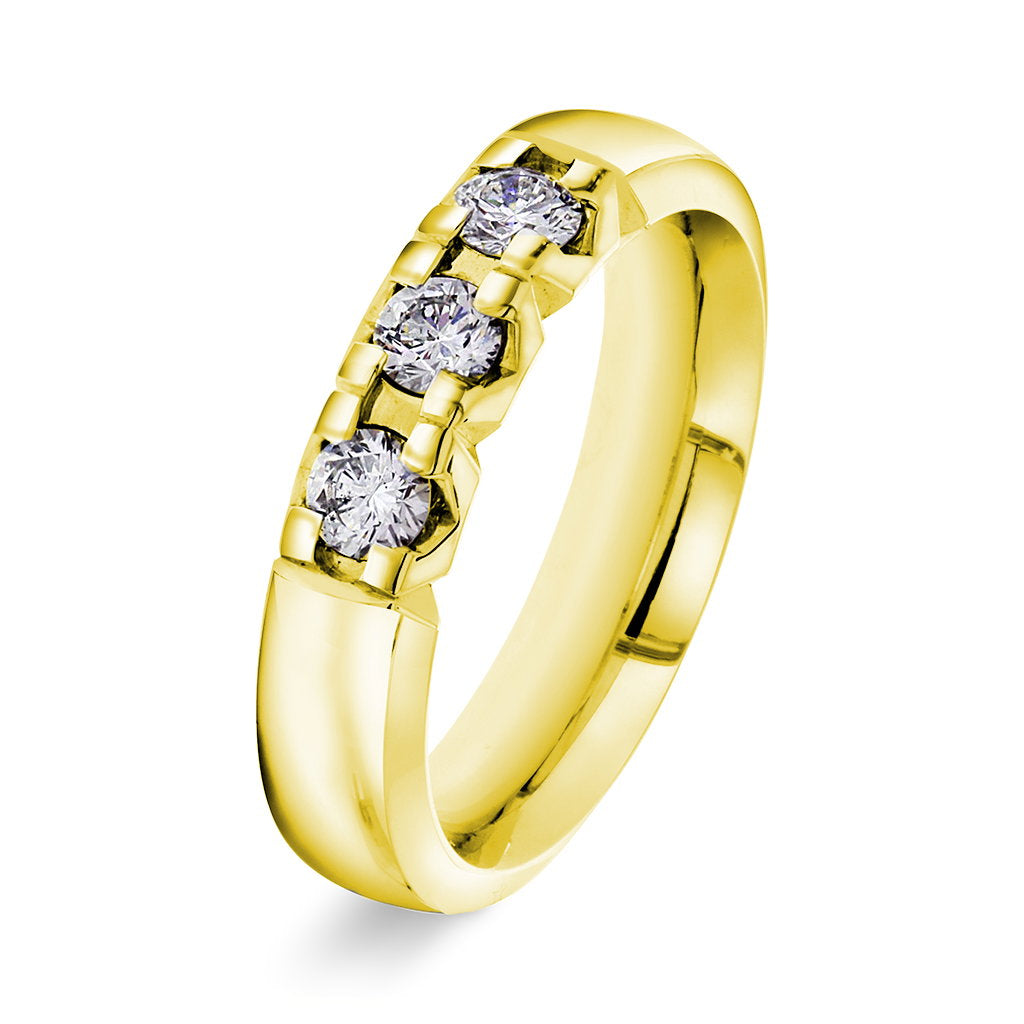 Beta ring i 14 karat gult gull med diamanter 0,45 ct