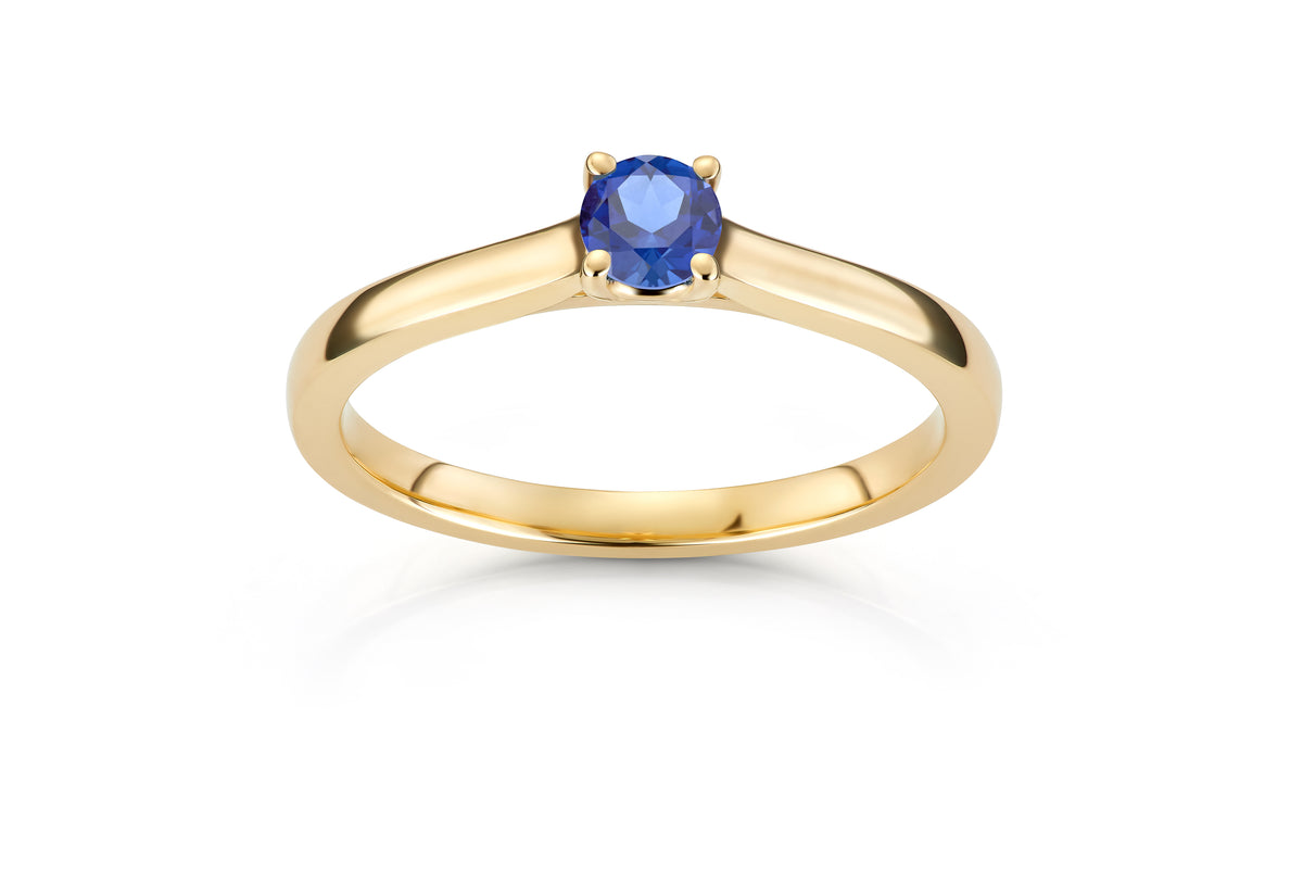 Svolder ring i 585 gull med safir og 0,01 ct diamanter, bilde 2 av 2