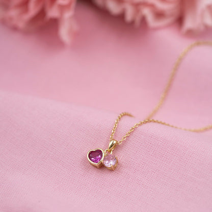 Smykke i forgylt 925 sølv med zirkonia og hjerte, 36 cm, bilde 2 av 2