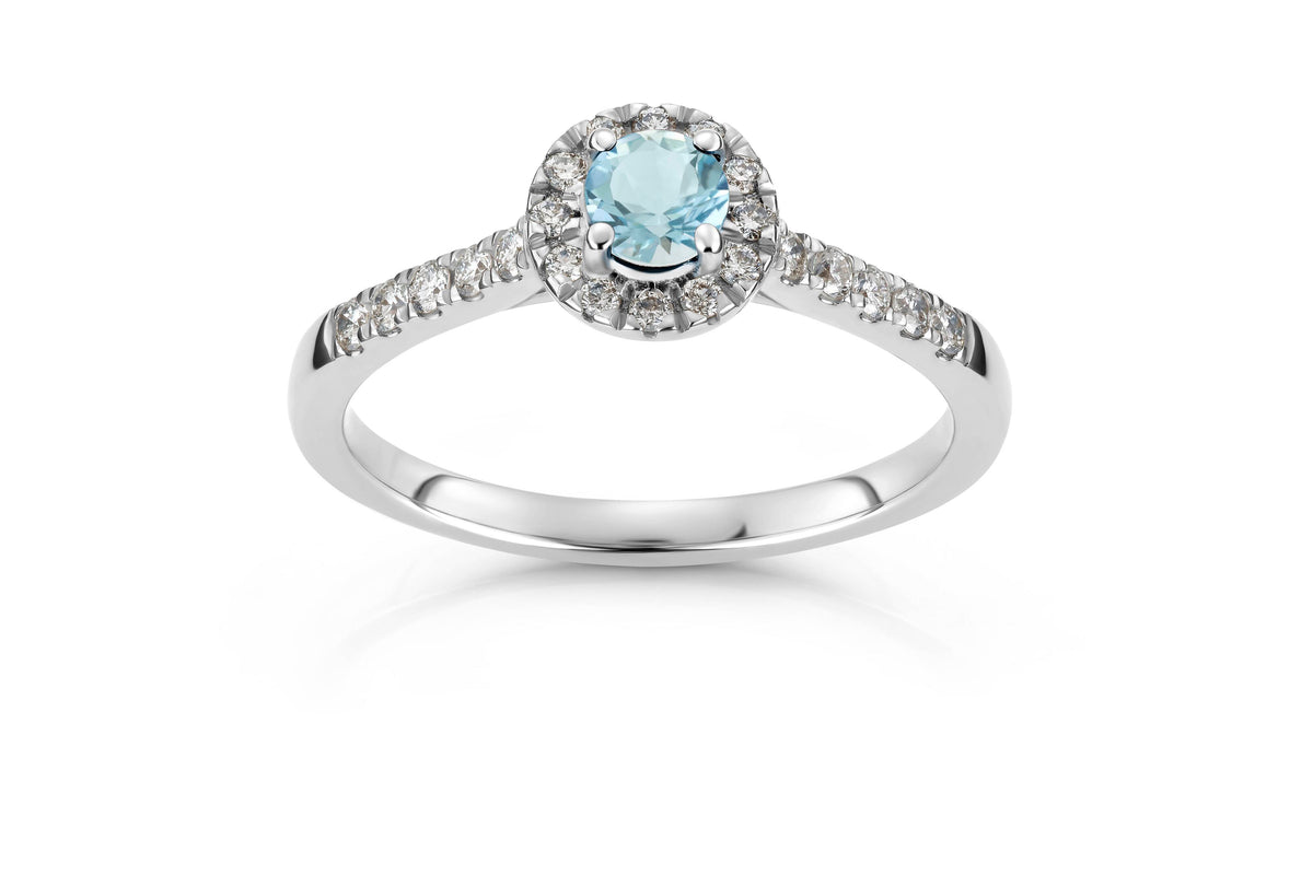 Svolder ring i 585 gull med diamanter og aquamarin 0,26 ct, bilde 2 av 2