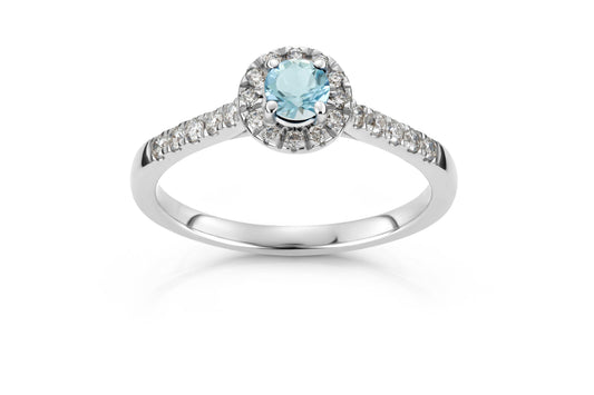 Svolder ring i 585 gull med diamanter og aquamarin 0,26 ct, bilde 2 av 2