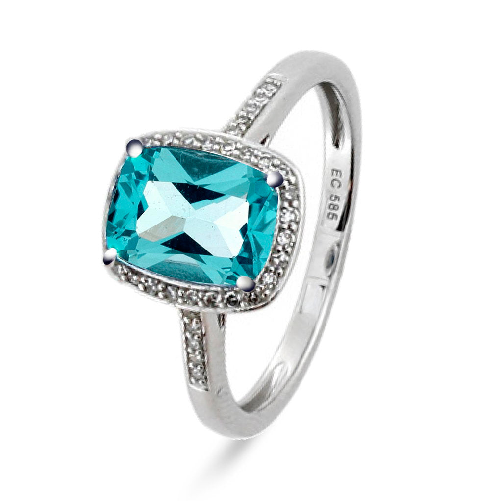 Ring i 14 karat hvitt gull med topas og diamant 0,10 ct, bilde 1 av 4