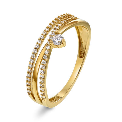 Ring i 14 karat gult gull med zirkonia, 1,5 mm bred, bilde 1 av 4