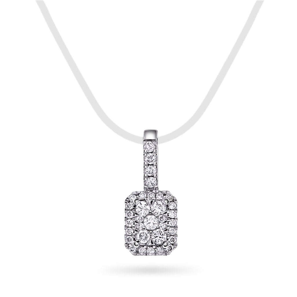 Anheng i hvitt gull med diamanter 0,18 ct, firkantet, bilde 1 av 4
