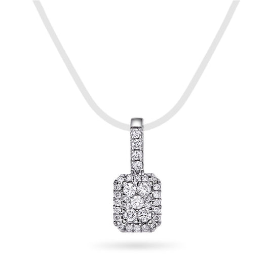 Anheng i hvitt gull med diamanter 0,18 ct, firkantet, bilde 1 av 4
