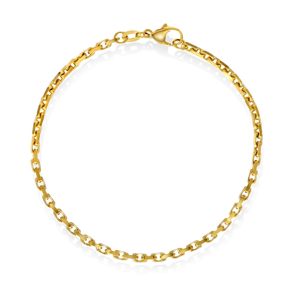 Armbånd i messing, ankerkjede 2,5 mm, 20 cm