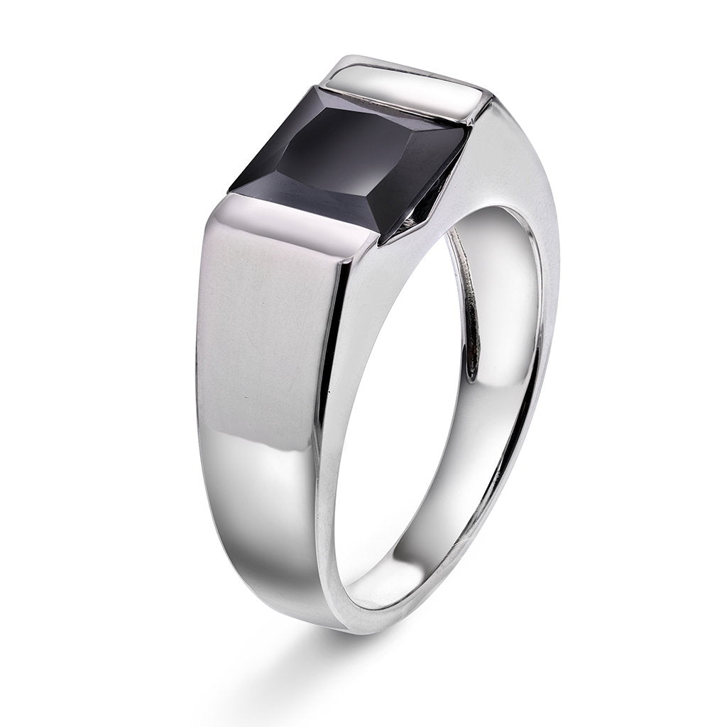 Ring i rhodinert sølv med sort zirkonia 8 mm, bilde 1 av 4