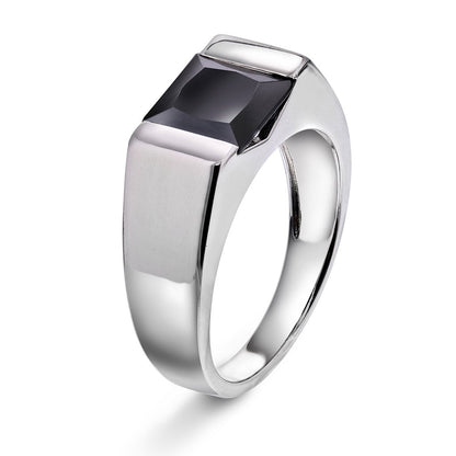 Ring i rhodinert sølv med sort zirkonia 8 mm, bilde 1 av 4
