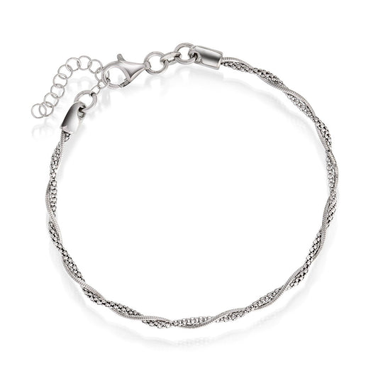 Tvunnet armbånd i rhodinert sølv 2,5 mm, 18 cm