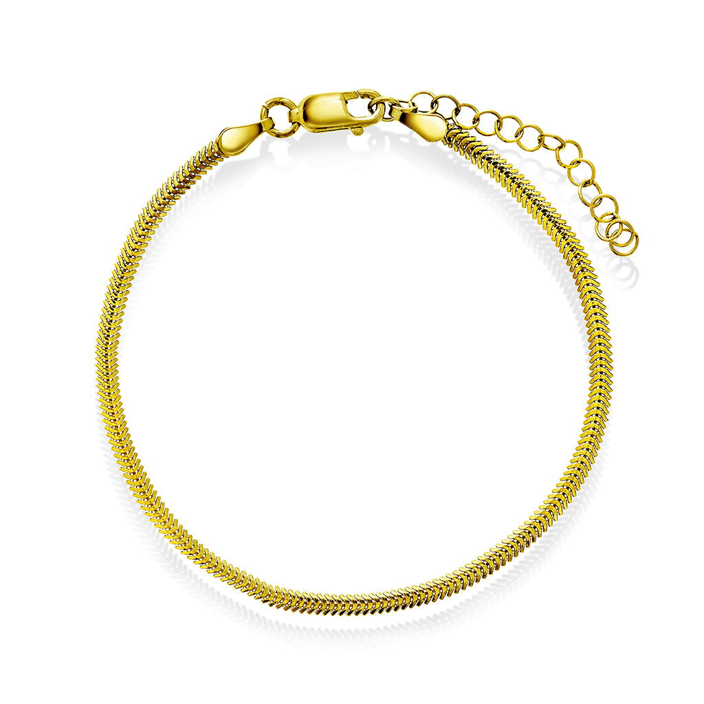 Oval slange armbånd i forgylt sølv 2,6 mm, 16+3 cm