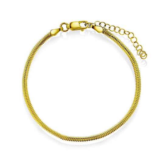 Oval slange armbånd i forgylt sølv 2,6 mm, 16+3 cm