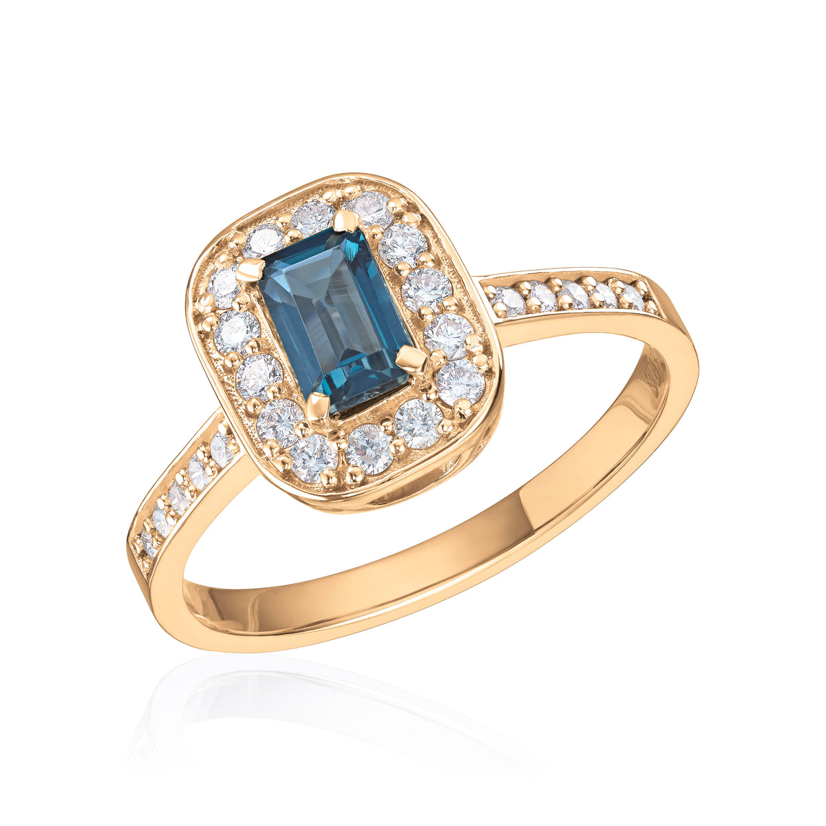 Carmen ring Brooklyn i 585 gult gull med diamanter og topas