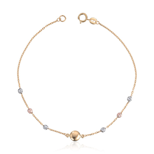 Armbånd i 3 farget 14K gult med kuler Artikkelnr: 17033 - Bjerveur.noArmbånd i 3 farget 14K gult med kuler Artikkelnr: 17033