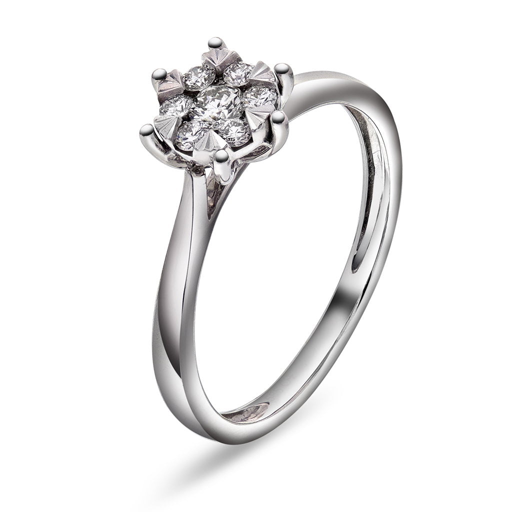 Illusjon ring i hvitt gull med diamant 0,25 ct, bilde 1 av 4