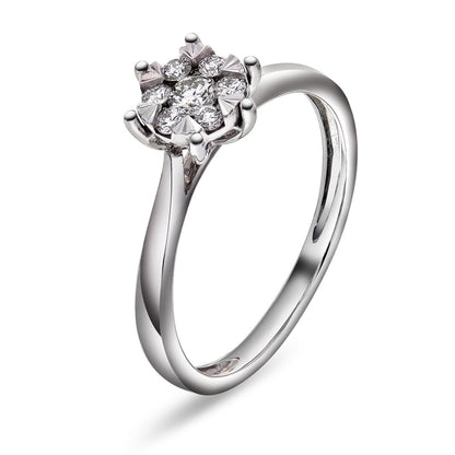 Illusjon ring i hvitt gull med diamant 0,25 ct, bilde 1 av 4
