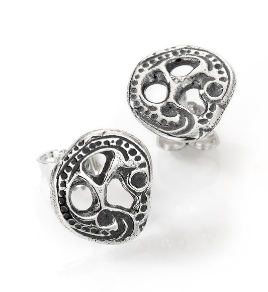 Romerikssølv øredobber i 925 sølv med monogram, 12 mm