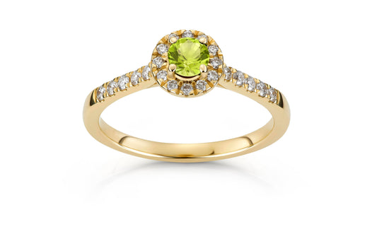 Svolder ring i 585 gull med diamant og peridot, bilde 2 av 2
