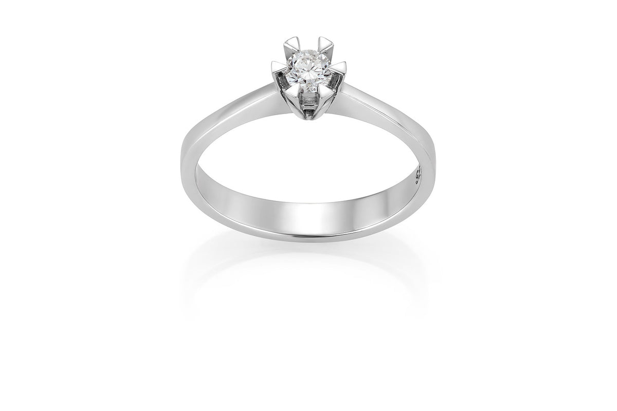Svolder ring i 585 gull med diamant 0,20 ct GTW/VS, bilde 1 av 2