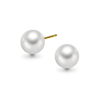 Øredobber i gult gull med kultiverte fvp 8-8,5 mm, bilde 1 av 2