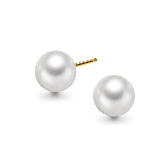 Øredobber i gult gull med kultiverte fvp 8-8,5 mm, bilde 1 av 2