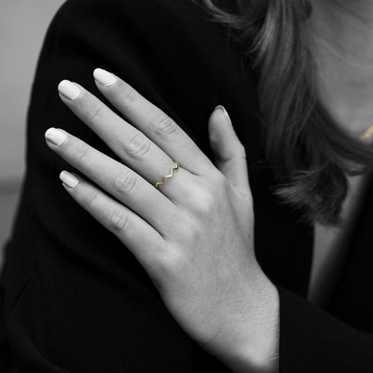Studio Peak ring til dame i forgylt sølv, justerbar, 1,5 mm, bilde 2 av 3