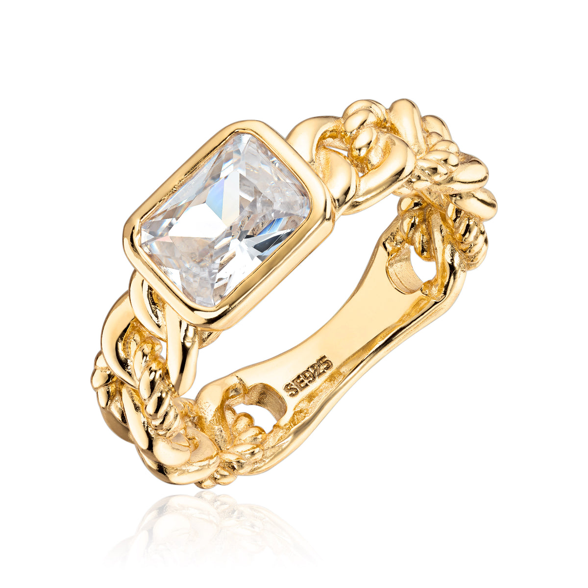 Ring i forgylt 925 sølv med zirkonia 7,9 mm