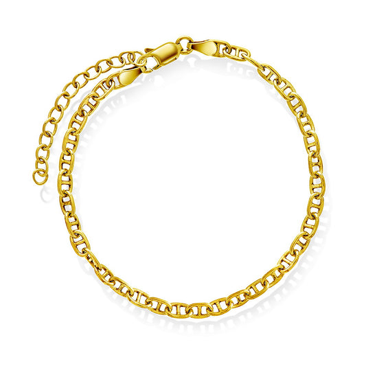 Armbånd i forgylt 925 sølv, D-ledd anker 3,33 mm, 16+3 cm