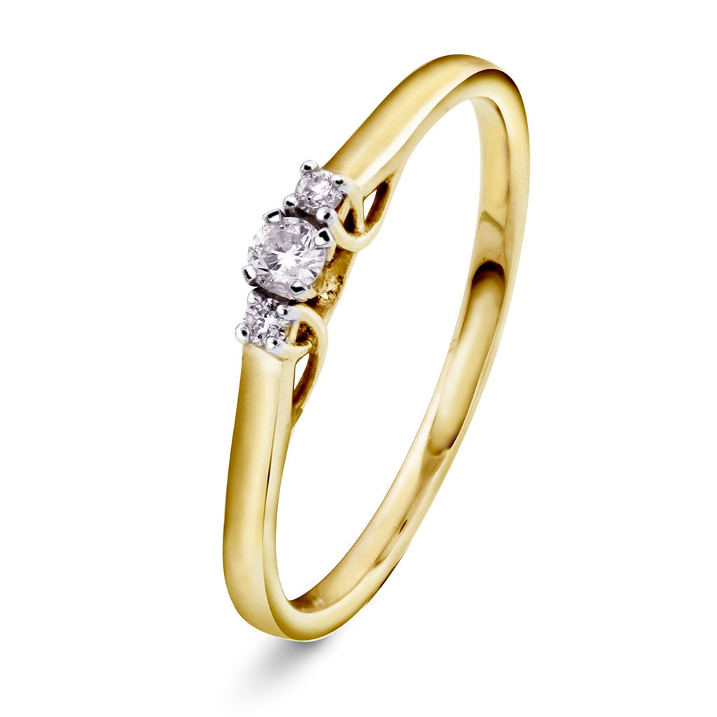 Emma ring i 14 karat gult gull med diamanter 2,6 mm, bilde 1 av 4