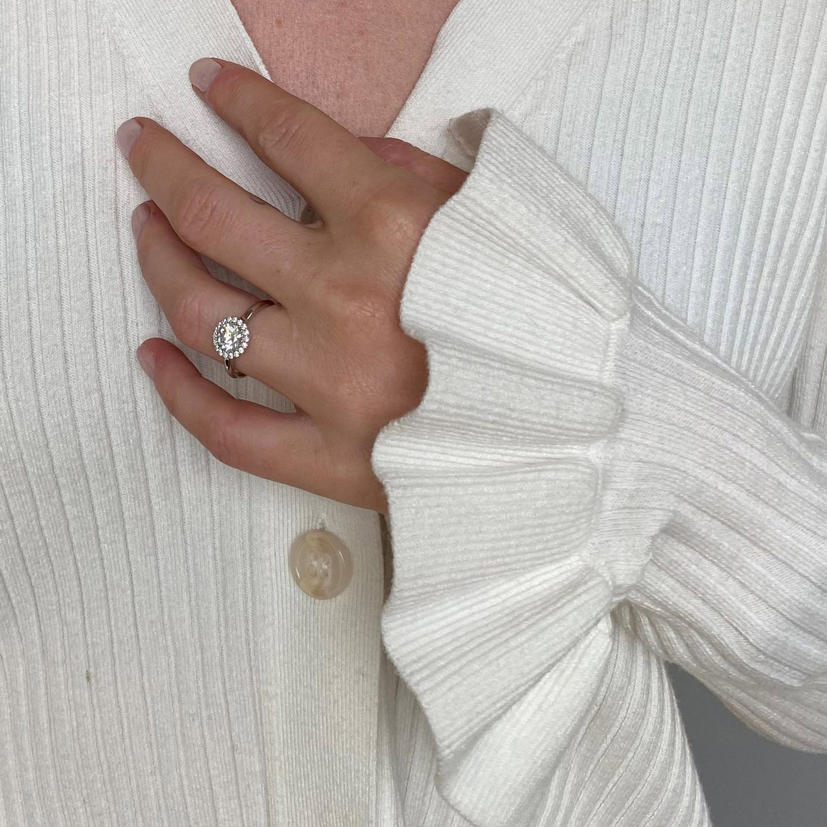Ring i 925 sølv med zirkonia, bredde 9 mm, bilde 3 av 8