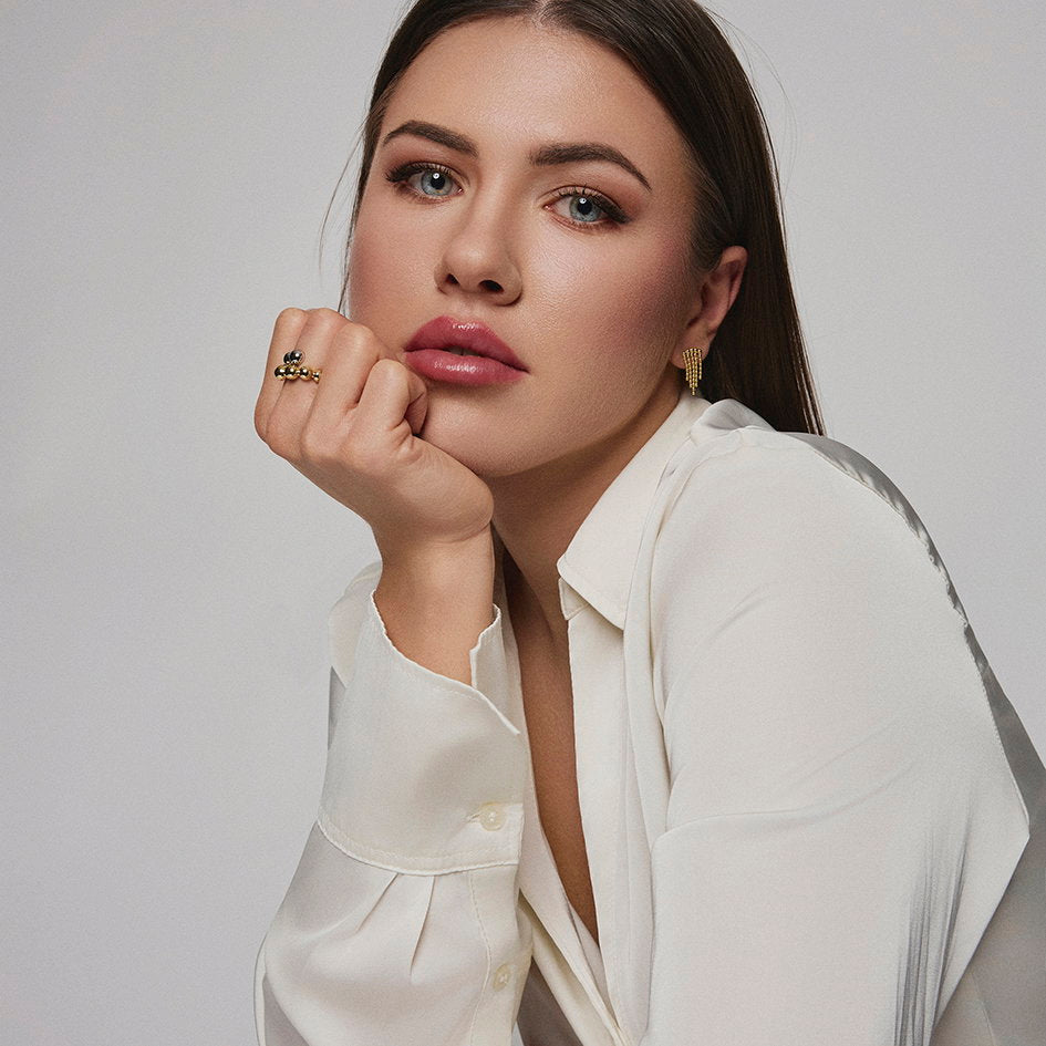 Studio Axis ring i 925 sølv, tofarget med kuler, 3,9 mm, bilde 4 av 5