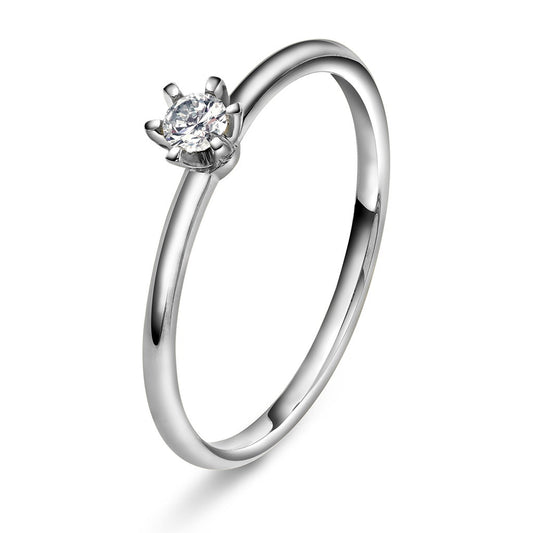 Vida ring i 585 hvitt gull med enstens diamant 0,10 ct, bilde 1 av 2