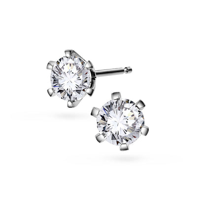 Gems øredobber i 14 karat hvitt gull med labdiamant 6,5 mm, bilde 1 av 4