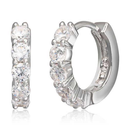 Øredobber i rhodinert 925 sølv med zirkonia, 15 mm