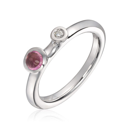 Visholm Design ring i 585 hvitt gull med diamant og rosa turmalin, bilde 1 av 2