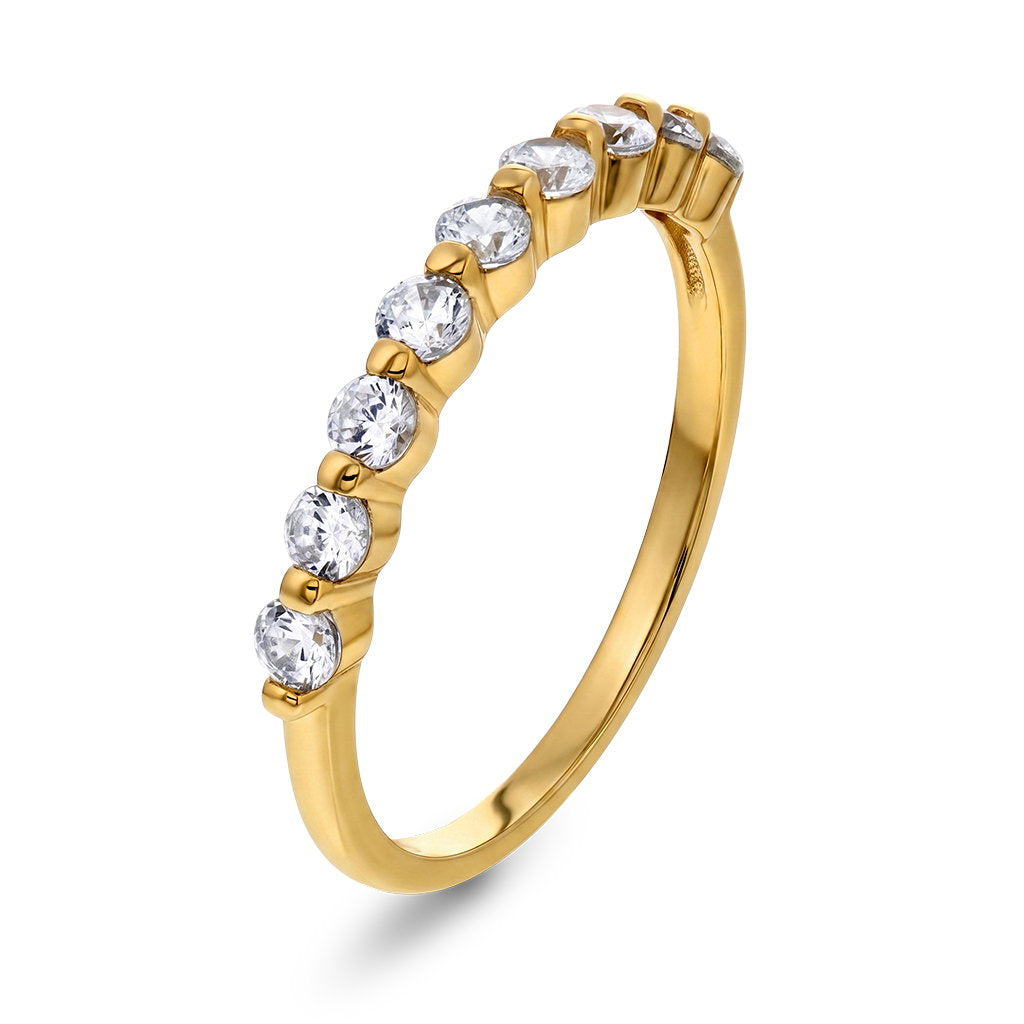 Glam ring i forgylt sølv med zirkonia, høyde 2,5 mm, bilde 1 av 6